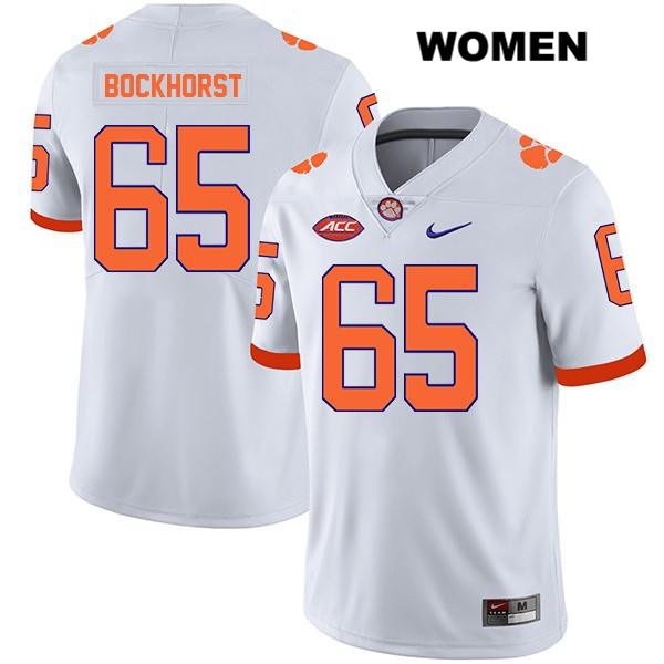 Women's Clemson Tigers #65 Matt Bockhorst Stitched White Legend Authentic Nike NCAA College Football Jersey KEN1146ZG